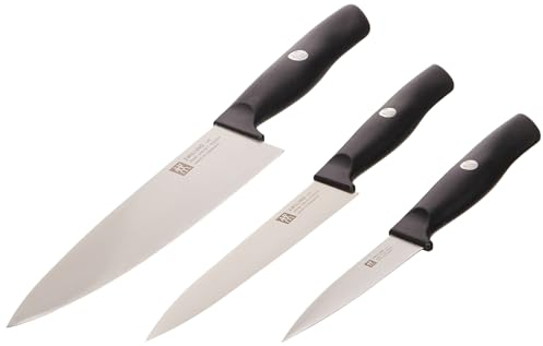 ZWILLING 38590-003-0 - Juego de 3 Cuchillos (Acero Inoxidable, 33 x 14 x 3 cm), Color Negro