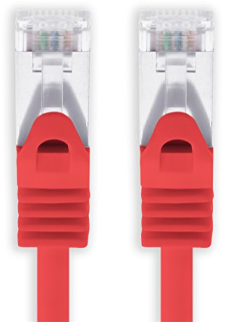 0,25m - rot - 1 Stück CAT.7 Netzwerkkabel Sftp (Rohkabel) Patchkabel (SET) 10000Mbit/s - 500 MHz konfektioniert mit 2 RJ45 Stecker Cat6a