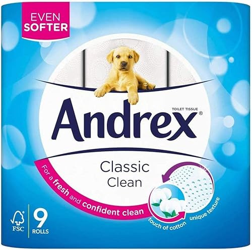 Andrex Classic Clean Toilet Roll Multiple Packs Tissue Paper 9 Rolls 2Ply Cotton (5)