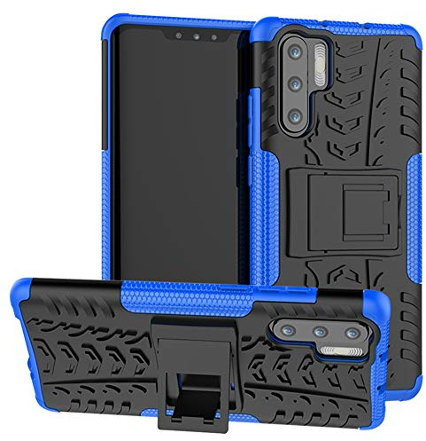 Yiakeng Handyhülle für Huawei P30 Pro Hülle, Doppelschicht Stoßfest Schlank Silikon 360 Grad Schutz Mit Ständer für Huawei P30 Pro (Blau)