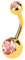 Piercingfaktor Bauchnabelpiercing Chirurgenstahl Bauch Bauchnabel Piercing Banane Stecker Anhänger mit Doppel Kristall Gold Rosa 5mm x 8mm