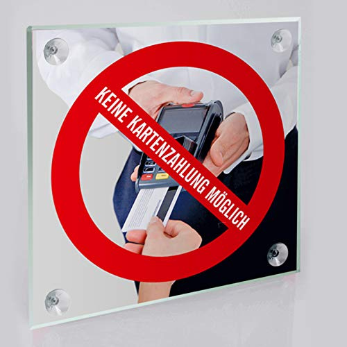 Sign: only cash payment, no card payment credit cards possible, acrylic glass plate.