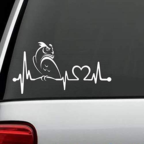 myrockshirt Herzschlag Eule Uhu Heartbeat Aufkleber,Sticker,Decal,Autoaufkleber,UV&Waschanlagenfest,Profi-Qualität