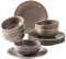 KAHLA Homestyle Tafelservice 12tlg. desert sand für 6 Personen rustikales Geschirr aus Porzellan mit Steingut- und Keramiklook Tafelset Essteller Suppenschale grau dunkles Geschirrset