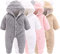 Winmany Nouveau-né bébé dessin animé barboteuse combinaison de neige manteau d'hiver polaire combinaison à capuche (Gris, 0-3 mois)