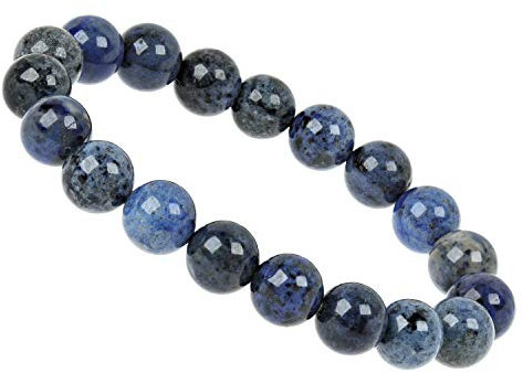 ELEDORO Stretch Armband aus echten Edelsteinen-Perlen 10mm: für Energie und Harmonie (Dumortierit)