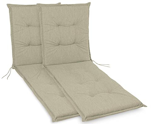 sunnypillow 2 Stück Liegenauflagen 190 x 60 - Auflage Sonnenliege Polster für Gartenliege extra dick 9cm - Polsterauflagen, wasserdicht, UV Lichtecht für Gartenmöbel Liegestuhl Liegen - Cremefarben