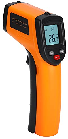 Termometro Infrarossi, -50 ℃~530 ℃ (-58 ℉~986°F) Termometri ad Alta Precisione Senza Contatto per Cucinare, Termometro Digitale Laser Emissività Regolabile per Cucina, Forno, Pizza, Non per Umani
