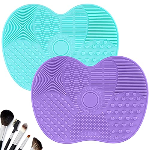 2 Stk Silikon Make Up Pinsel Reinigungsmatte, Makeup Pinsel Reiniger Matten, Kosmetische Reinigungspads, Tragbares Waschwerkzeug mit Saugnapf für Make-up Kosmetische Pinsel