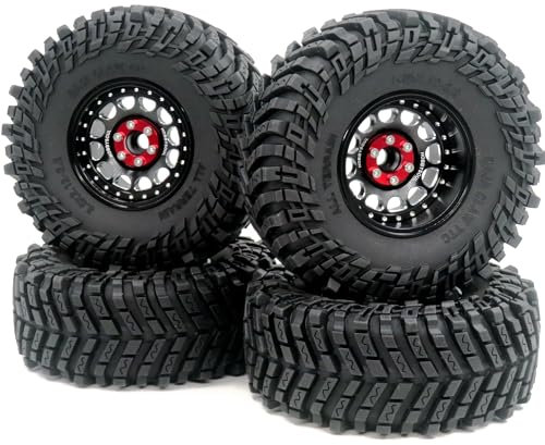 hobbysoul Höhe 5,0Zoll/127mm 2,2 Reifen und 2,2 Beadlock Räder, verstellbare 4 Offset-Felgen schwarz passend für RC Mud Crawler Trail Gen8 Everest 10 Gen 7 Pro/Axial Capra Wraith, (4er-Pack)