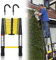 Sonnewelt Teleskopleiter, Rutschfester Aluminium Stehleiter, 150 kg/330 Pfund Belastbarkeit Ausziehbare Leiter, Aluminiumleiter mit Tragegriff, Mehrzweckleiter (Schwarz&Gelb, 4.4M mit Haken)
