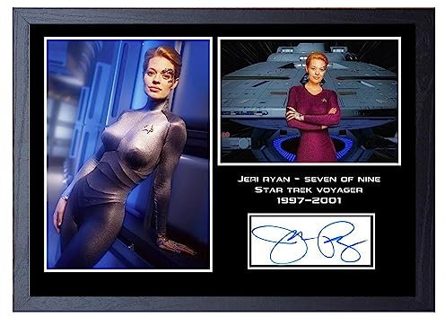 Star Trek Voyager Seven Of Nine Jeri Ryan signierter Druck, A4, gerahmt, 34 x 24 cm