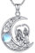Damen Kette Schwester Anhänger Halskette 925 Sterling Silber Mondstein Halskette Freundschaft Schwester Schmuck Geschenke für Schwester, Freund, Mädchen(D-Mondstein)