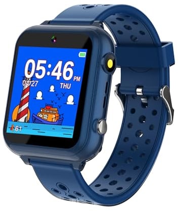 Retysaz Kinder Smart Watch 24 Spiel 10-Geschichten Smart Watch für Kinder Schrittzähler Telefon Smartwatches für Kinder Große Geschenke für Mädchen Jungen (Blau-M1)