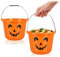 COM-FOUR® 2x Secchi di Zucca di Halloween - Secchi di plastica con design a zucca per la raccolta di dolci - Borsa di raccolta con manico per Halloween