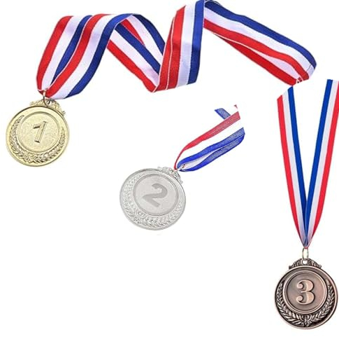 BOBOZHONG Metall-Medaillen,3PCS Metall-Gold-Silber-Bronze-Preismedaillen mit Halsband, Metall-Siegermedaille im olympischen Stil Winner Gewinner Medaillen für Veranstaltungen,Klassenzimmer,Sport