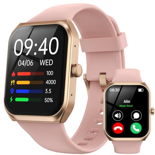 TUYOMA Smartwatch Damen mit Telefonfunktion - 1.91 Smart Watch IP68 Wasserdicht, 24h Herzfrequenz, SpO2, Schlafmonitor, 112+ Sportarten, Spiele, Kompatibel mit Android IOS