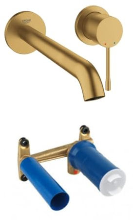 GROHE Mitigeur mural lavabo Essence Taille L Cool Sunrise Brossé + corps encastré