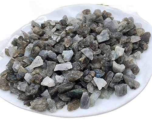 RNUMLIGH 100 g, grob, roh, auffällig, Labradorit-Chips, Kies, Naturstein, Garten, Aquarium, Kristall, Zuhause, Raumdekoration ZoCzkgzd