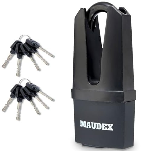 Maudex® MDE60 Heavy Duty Vorhängeschloss mit 10 Schlüsseln - [Anti-Bohr-, Anti-Pick-Zylinder] - [Geschlossener Bügel] - Outdoor-Vorhängeschloss für Schuppen, Tor, Garage, Container