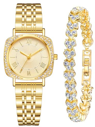 CIVO Damen Uhren Gold Armbanduhr: Analog Elegante Minimalistische Edelstahl Geschenkset