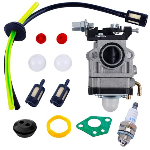 CYWVYNYT Carburador desbrozadora, juego de 12 accesorios para carburador, incluye carburador, bujía, tubo de aceite, filtro de combustible y más, juego de carburador para cortacésped