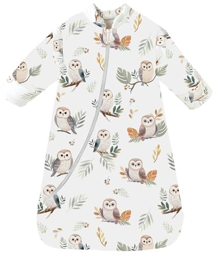 Chilsuessy Baby Schlafsack Winter 2.5 Tog Kinder Schlafsack Ganzjahres Schlafsäcke Jungen Mädchen Schlafsack für Kleinkinder Neugeborene, Eule/2.5 Tog, L (90-105 cm)