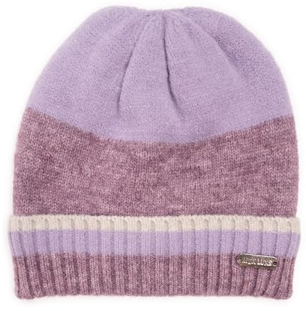 MUK LUKS Damen Ribbed Colorblock Beanie-Mütze, Soft Lilac, One Size