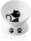 Sweejar Raised Cat Bowl, Ceramic Elevated Pet Bowl Cat Dish, Protect Cat's Spine, Stress Free, Slanted Design for Cat Easy Eating, 10 oz, Dishwasher Safe (White)