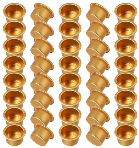 CHGCRAFT 40 Pcs Metal Candle Inserts Mini Candle Cups Holders Candlestick Liners Holder Drip Protector Catchers Votive Inserts for DIY Woodworking Lamp or Candle Making Craft Christmas Party