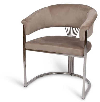 Milton & Oldbrook Velvet Esszimmerstuhl Valletta, Taupe – Silber