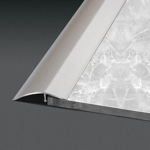 ZYXQQJ Klebeschiene Übergang Bodenübergangsstreifen Höhenausgleich 10-20mm Metallprofil Übergangsprofil Selbstklebend Ausgleichsprofil(Silver)