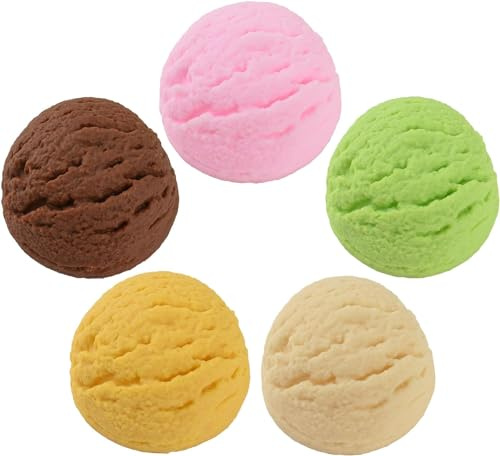 HUIANER Artificial Ice Cream Scoops Balls 5pcs Faux Ice Cream Balls Simulation Cake Fake Food Desserts for Home Shops Decoration Display Props