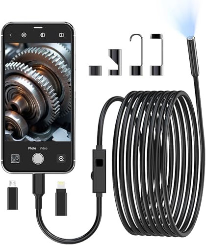 Beleuchtete Endoskopkamera, IP67 HD-Endoskopkamera, 8 LED-Leuchten, wasserdichte Endoskopkamera für Android, iOS, Tablets
