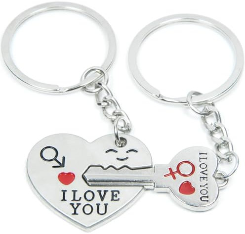 ZEPIQOR 2 Pcs Porte Clef ouple Porte-clés Couple de Mode Porte-clés Porte-clés en Acier Inoxydable Ensemble de Porte-clés pour la Maison Porte-clés Amour Couple