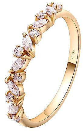 Tolldek 14K 585 Gold Echt Gold Ring, Blätter Eheringe mit Moissanit, Gelbgold Au585 Partnerringe Trauringe Verlobungsring für Damen, Gold, Gr.52