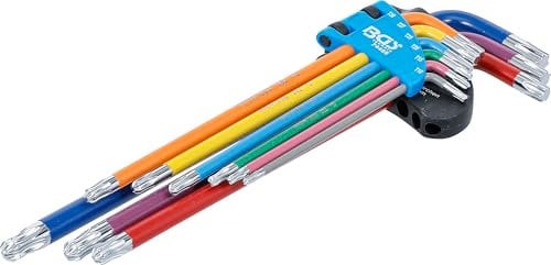 BGS 74468 | Jeu de clés allen | multicolore | extra longues | Profil T (pour Torx) avec tête sphérique T10 - T50 | 9 pièces