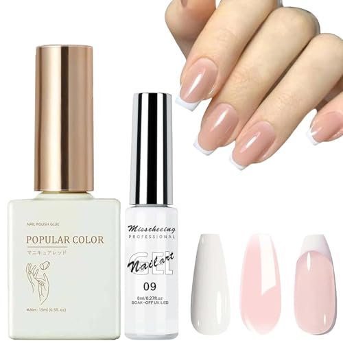 Gel Nail Polish Set - White, Nude Jelly Gel Polish, UV/LED Soak Off, DIY French Manicure