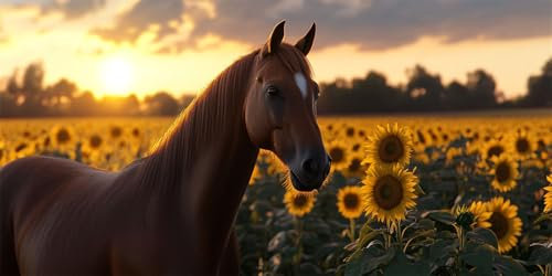 Peinture Numero Adulte cheval Peinture Numéro tournesol Peinture par Numero Enfant Débutant, Numéro d'Art Kit Peinture vec Peintures et 3 Pinceaux, Decoration Murale, Cadeau Homme, 80x160cm -7827