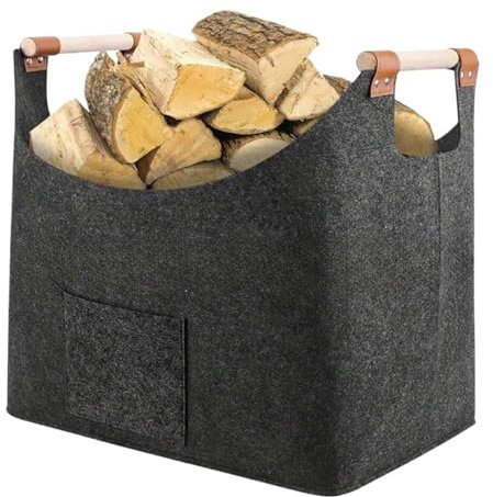 Panier à bois de chauffage en feutre, support de transport de bûches de cheminée, panier en bois pliable portable, sac de transport multifonction en bois robuste pour la maison, cheminée, support de