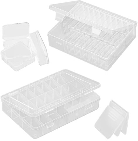 DUGEHO Clay Beads Storage Organiser Set 2 Organiser Box Set 24 Grids Craft Storage Box for Jewelry Beads Crafts