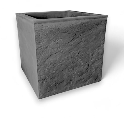 Großer dekorativer Blumenkasten für drinnen und draußen, Blumentopf in Steinoptik, 80 x 30 x 30 cm, ideal für Naturpflanzen und Orchideen, moderne dekorative Blumentöpfe (1, 30 x 30 x 30 cm)