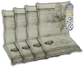 GO-DE Textil Bequeme und attraktive Polsterauflagen für Niederlehner-Gartenstühle (4er-Set, Feder beige, Niederlehner)