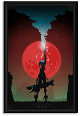 HUERIER Jinx from Arcane Poster für Zimmer, ästhetische Leinwand, Wandkunst, Dekor, Raumleinwand, künstlerisches Schlafzimmer-Poster, 20 x 30 cm, ungerahmter Stil