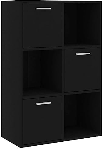 Genérico Wenjingqi - Armadietto portaoggetti in compensato nero, 60 x 29,5 x 90 cm, colore: Nero 801135