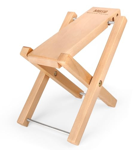 MUSO Gitarren-Fußstützen-Hocker, gefaltetes Holzpedal, 3 Stufen verstellbar, geeignet für klassische Akustikgitarre, ergonomisch und langlebig (Naturholz)