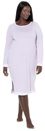 Ulla Popken Damen große Größen Übergrößen Plus Size Nachthemd, Spitze, Oversized, Rundhals, Langarm helllila 58+ 812438808-58+