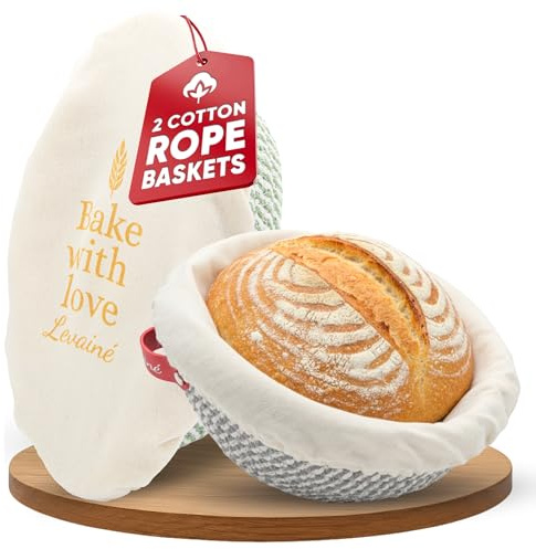 Banneton Gärkörbchen-Set, ovale und runde Gärkörbe aus Baumwollseil mit Einlagen und Abdeckungen, Sauerteig-Banneton-Korb für Brotherstellung, Brotgärkörbe für handwerkliche Sauerteigbrote
