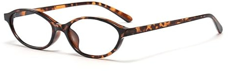 Long Keeper Ovale Blaulichtfilter Brille für Damen Herren Katzenauge Rahmen Ohne Stärke Computerbrille Y2k Kleine Oval Blaulichtbrille Anti Müdigkeit (Leopard Klar)