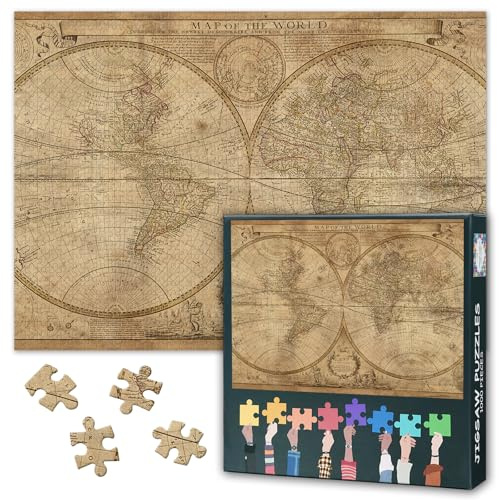 Puzzles for Adults 1000 Pieces, Ancient Map Jigsaw Puzzles, World Map of the 18 Century Adult Puzzle for Adults, Educational Fun Games or Toys for Elders Friends 20X27 INCH